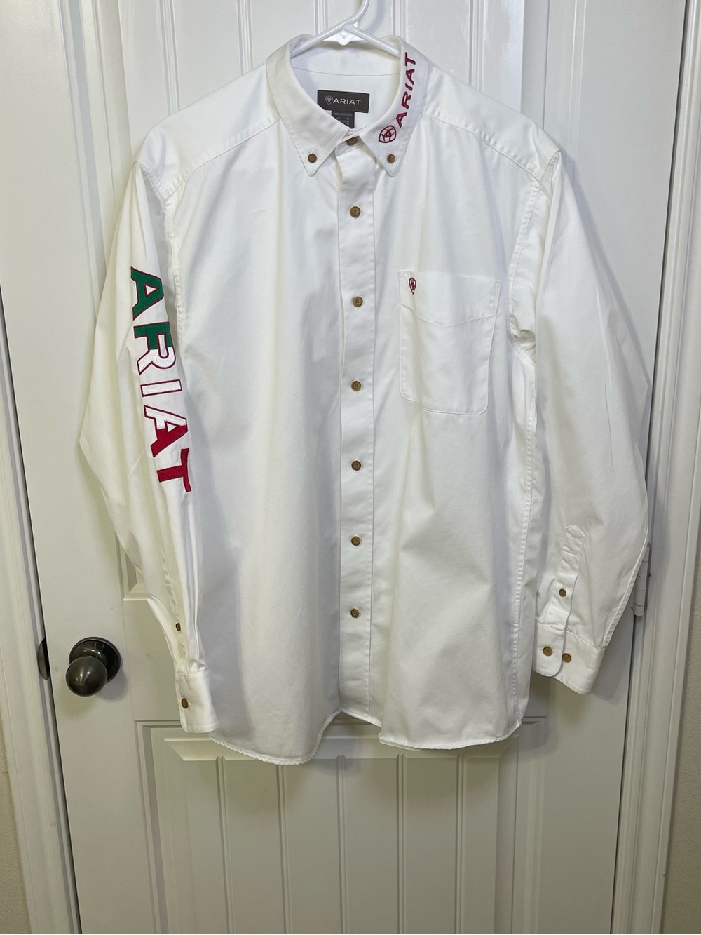 Ariat Men’s Team Mexico Logo Twill Button Down Shirt Medium Long Sleeve Western